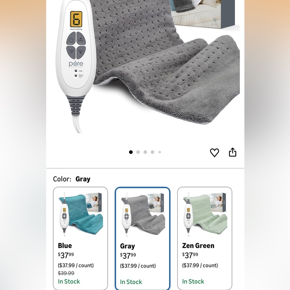 Gray Electric Heating Pad with Controller